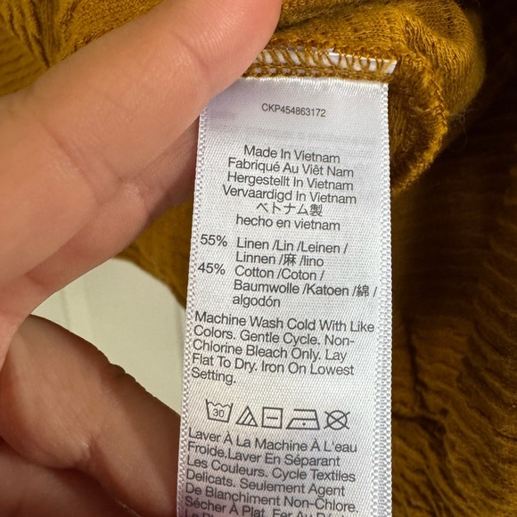 Madewell Mustard Ribbed Long Sleeve Top linen cotton blend - Picture 3 of 3